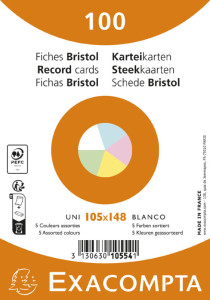 EXACOMPTA Fiches bristol, A6, quadrillé, blanc