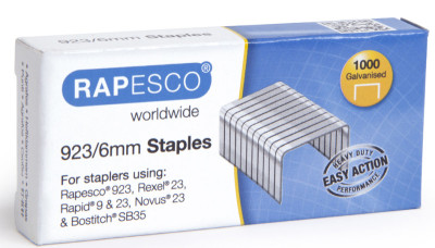 agrafes Rapesco 923/8 + 10 + 12 mm galvanisé,