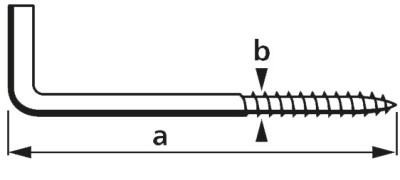 Suki. crochets à vis, droite, 50 x 3,8 mm, galvanisé, 20