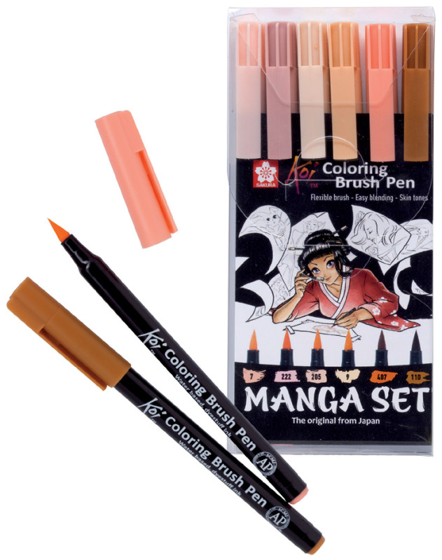 SAKURA Kit Manga Koi Coloring Brush, étui  de 6