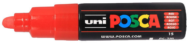 UNIBALL Marqueur peinture à l'eau, rouge, pointe large UNI POSCA PC7M R