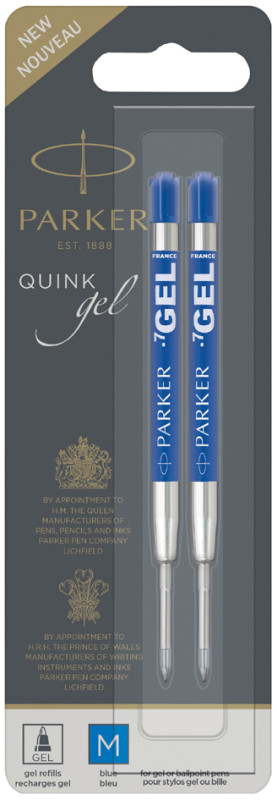 PARKER Mine de rechange QUINK gel, bleu, tracé: M, 2 pièces