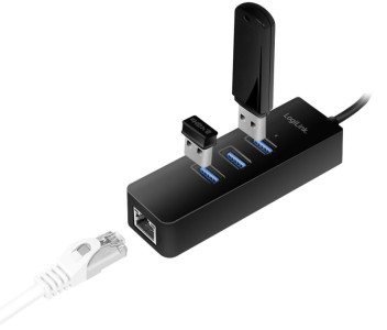 LogiLink Adaptateur USB 3.0 vers Gigabit, Hub USB 3 ports,