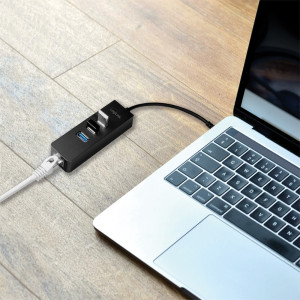 LogiLink Adaptateur USB 3.0 vers Gigabit, Hub USB 3 ports,