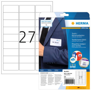 HERMA Etiquettes badges SPECIAL, 63,5 x 29,6 mm, blanc