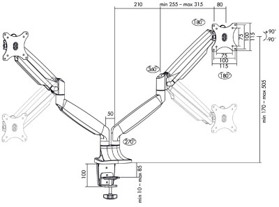 LogiLink Bras support pour écrans TFT/LCD, en aluminium,