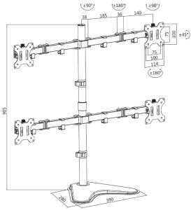 LogiLink Bras support pour écrans TFT/LCD avec socle, 4 bras