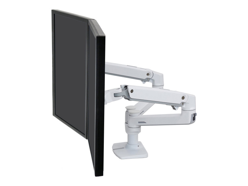 Ergotron : LX DUAL SIDE-BY-SIDE ARM NO GROMMET MOUNT BRIGHT WHITE