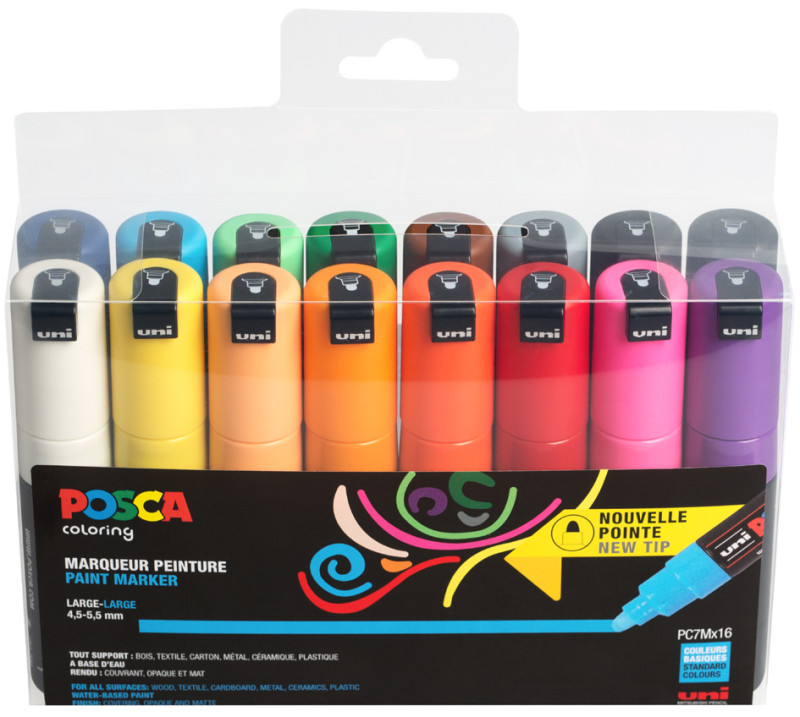 Set de 4 marqueurs Posca PC8K couleurs métalliques et fluo Uniball