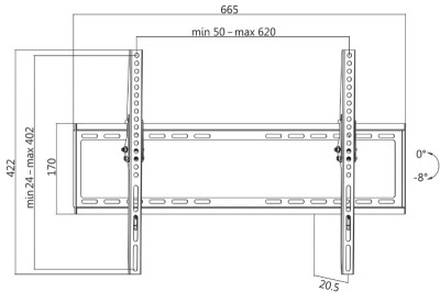 LogiLink Support mural pour TV, inclinable, pour 96,98 -