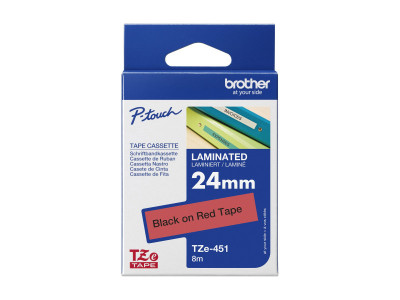Brother TZE-451 ruban laminé P-Touch 24mm 8M Noir sur Rouge