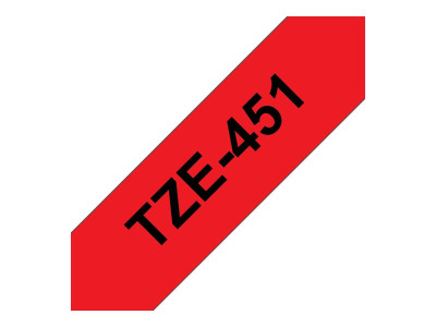 Brother TZE-451 ruban laminé P-Touch 24mm 8M Noir sur Rouge