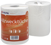 Lingettes nettoyantes multi-usages Fripa Tissue, blanches, en rouleau Lingettes nettoyantes multi-usages Fripa Tissue, blanches, en rouleau