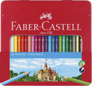 FABER-CASTELL Crayons de couleurs CASTLE, étui métal de 48