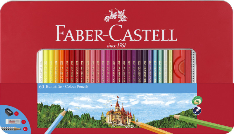 FABER-CASTELL Crayons de couleurs CASTLE, étui métal de 48