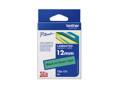 Brother TZE-731 ruban laminé P-Touch 12mm 8M Noir sur Vert