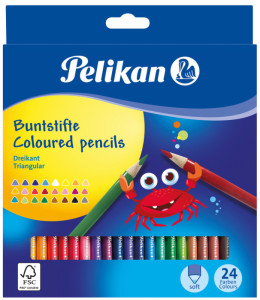 crayons triangulaires Pelikan mince, boîte en carton 24er