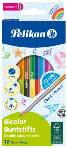 Pelikan Deux crayons de couleur Bicolor, rond, boîte en carton 12er