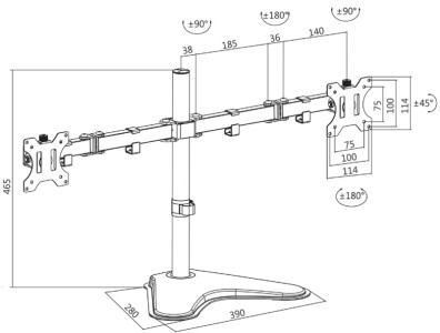 LogiLink Bras support pour écrans TFT/LCD avec scole, 2 bras