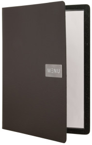 Portefeuille menus Securit RAW, A4, cuir, noir