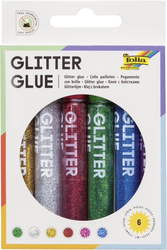 folia colle à paillettes « brillante GlitterGlue », 9,5 ml, couleurs  assorties