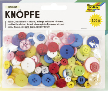 boutons folia mélange, 100 g, couleurs assorties