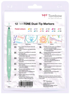 Tombow peintre à double fibre « TwinTone » Les couleurs pastel, paquet de 12