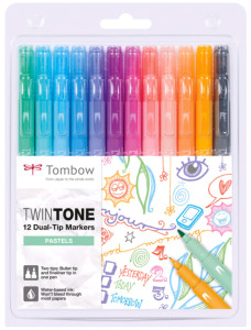 Tombow peintre à double fibre « TwinTone » Les couleurs pastel, paquet de 12