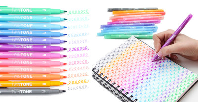 Tombow peintre à double fibre « TwinTone » Les couleurs pastel, paquet de 12