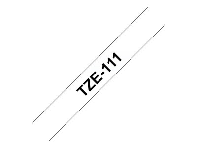 Brother TZE-111 ruban laminé P-Touch 6mm 8M Noir sur Transparent