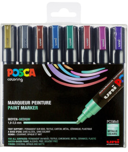 POSCA Marqueur à pigment PC-5M, étui de 4, couleur fluo