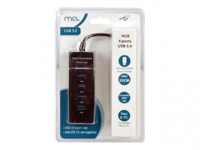 MCL Samar : HUB 4 PORTS USB 3.0 BLACK