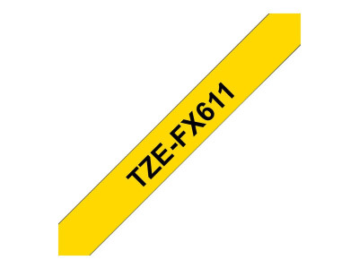Brother TZEFX-611 ruban laminé P-Touch 6mm 8M Noir sur Jaune