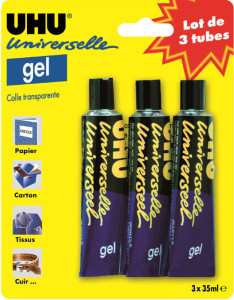 UHU Colle universelle gel, set de 3, contenu: 3 x 35 ml