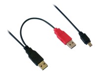 MCL Samar : CABLE DOUBLE USB TYPE A MALE (ALIM + DATA)/MINI B 5 BRS MaLE-1M