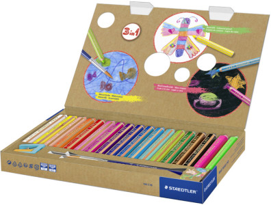 STAEDTLER buddy hexagonal crayon, 6 boîte en carton + Spitzer