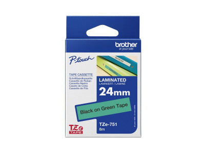 Brother TZE-751 ruban laminé P-Touch 24mm 8M Noir sur Vert