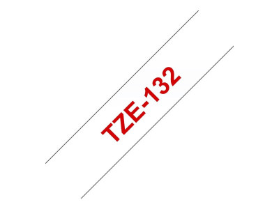 Brother TZE-132 ruban laminé P-Touch 12mm 8M Rouge sur Transparent