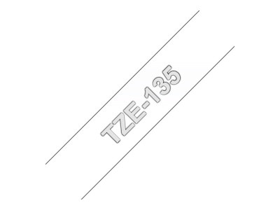 Brother TZE-135 ruban laminé P-Touch 12mm 8M Blanc sur Transparent