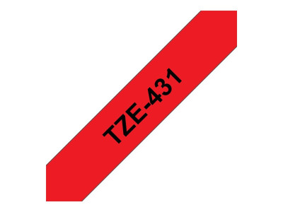 Brother TZE-431 ruban laminé P-Touch 12mm 8M Noir sur Rouge