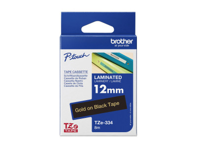 Brother TZE-334 ruban laminé P-Touch 12mm 8M Or sur Noir