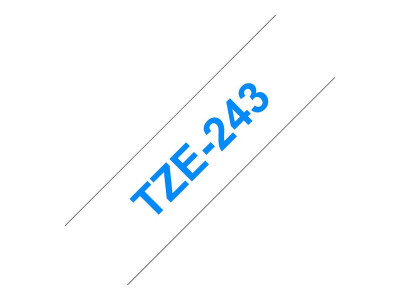 Brother TZE-243 ruban laminé P-Touch 18mm 8M Bleu sur Blanc