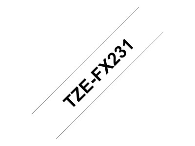 Brother TZEFX-231 ruban ID Flexible P-Touch Noir sur Blanc 12mm 8M