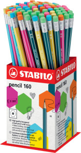 STABILO Crayon graphite Pencil 160 avec gomme, godet de 72
