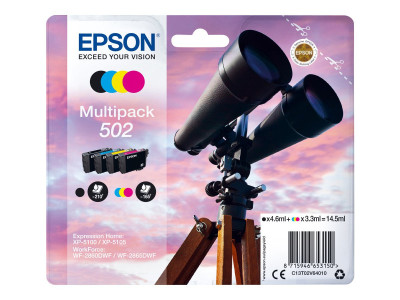 Epson BINOCULARS Multipack 4-COLOURS 502 encre Noir 4.6 ml - CMY 3.3 ml