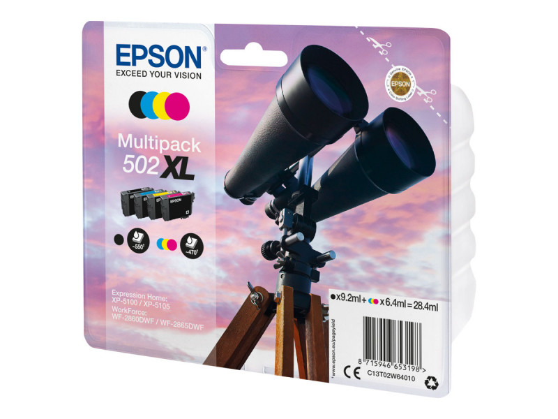 Epson : BINOCULARS MULTIpack 4-COLOURS 502XL BLACK 9.2ML - CMY 6.4ML