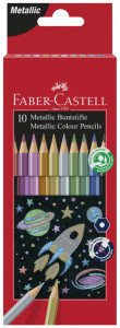 Faber-Castell métallique crayons hexagonaux, 10 carton cas