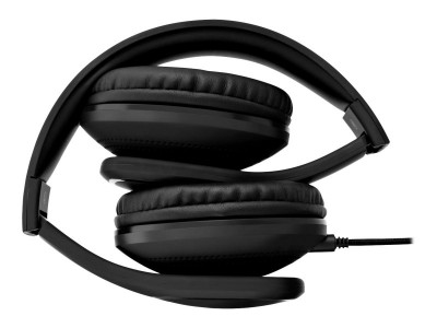 V7 : OVEREAR HEADSET W/ MIC 3.5 BLK OVEREAR BLK VOL CONTROL + MIC