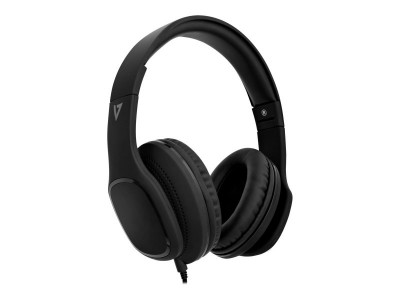 V7 : OVEREAR HEADSET W/ MIC 3.5 BLK OVEREAR BLK VOL CONTROL + MIC