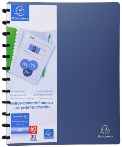 Exacompta Afficher livre A4, 30 poches, bleu translucide